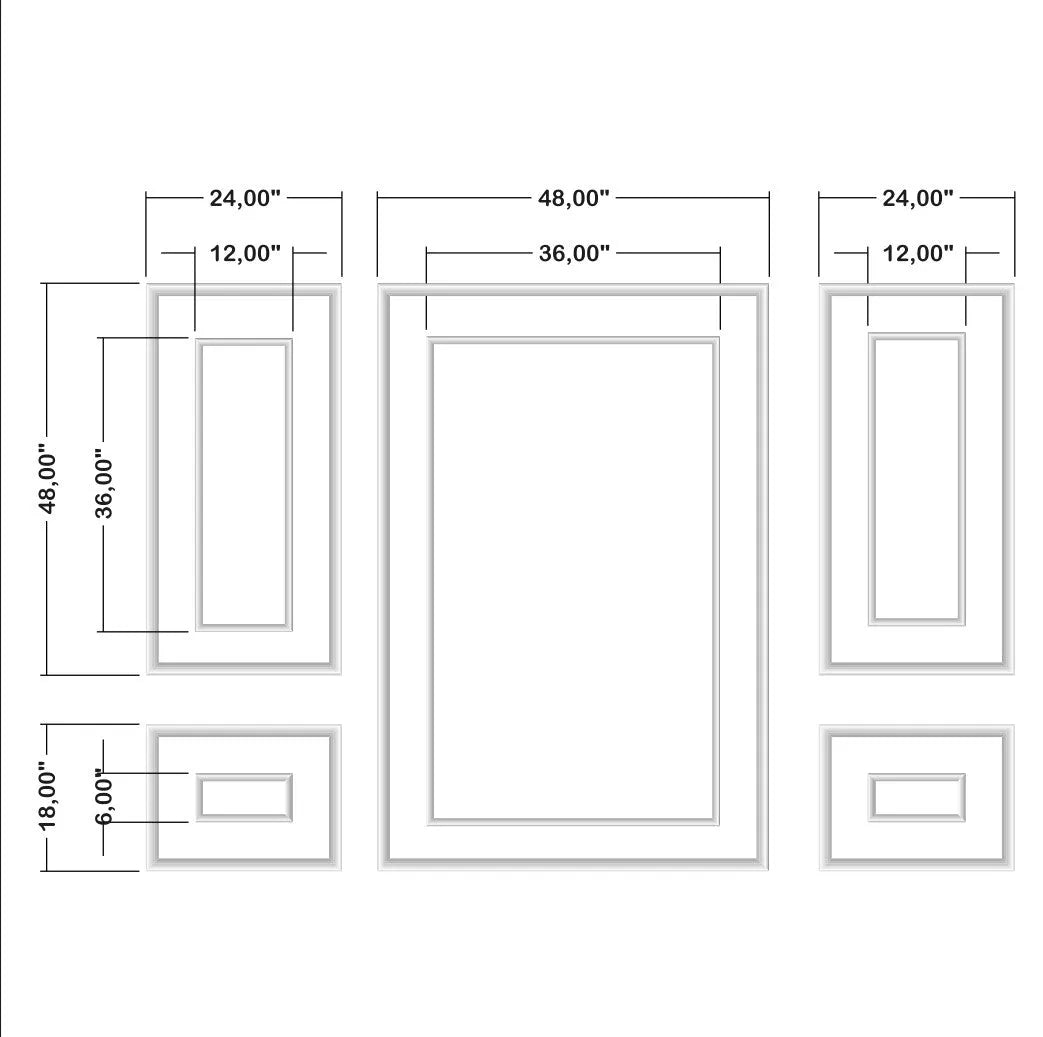 Accent Wall Molding Kit - 3 Upper and 2 Bottom Nested Frames | Pre-Cut & Primed