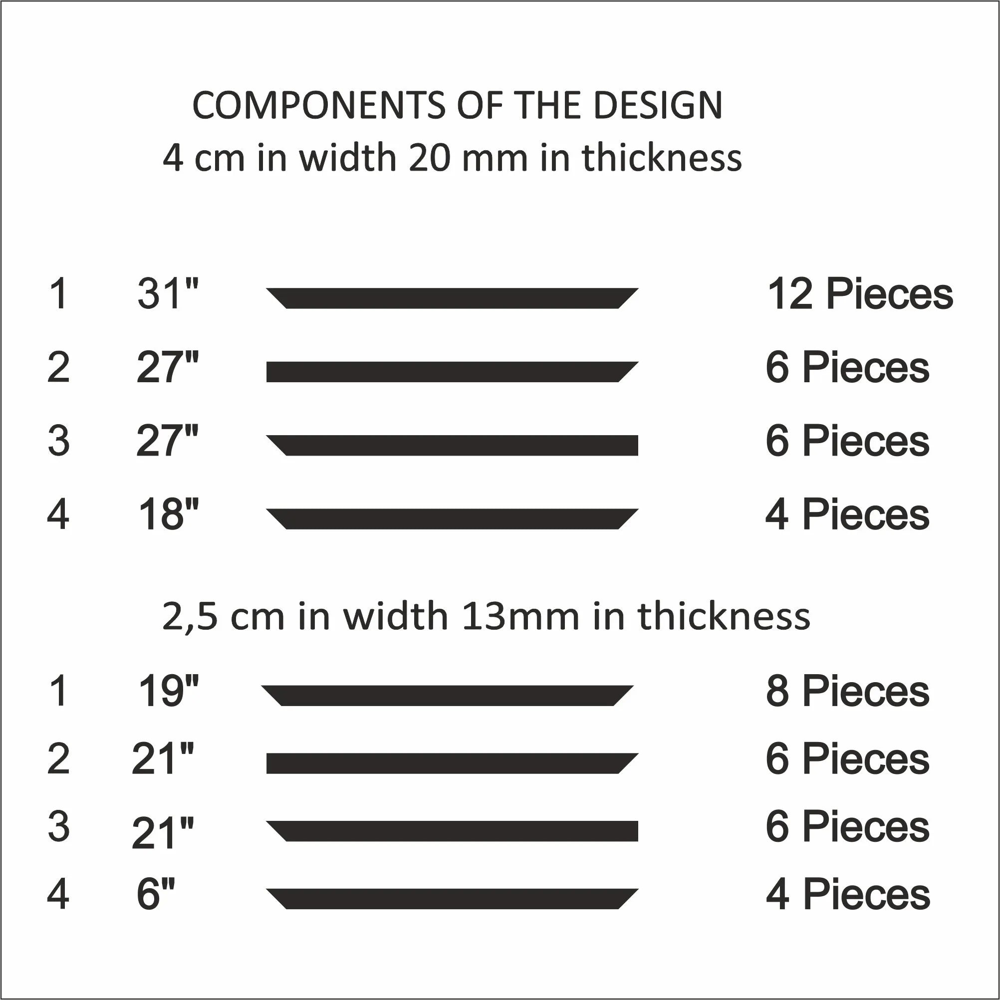 Accent Wall Molding Kit - Ready to Assemble, 3 Upper and 3 Bottom Nested Frames | Pre-Cut & Primed