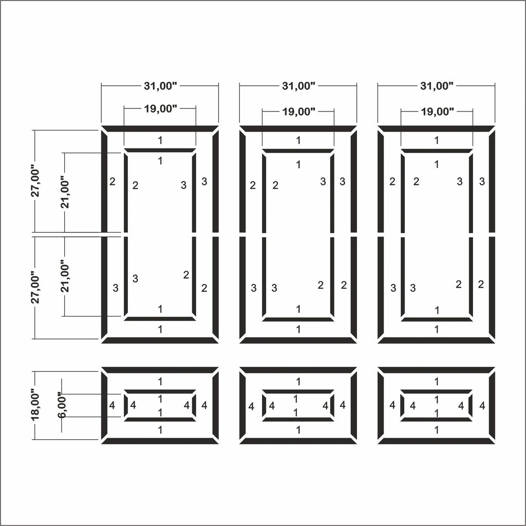 Accent Wall Molding Kit - Ready to Assemble, 3 Upper and 3 Bottom Nested Frames | Pre-Cut & Primed