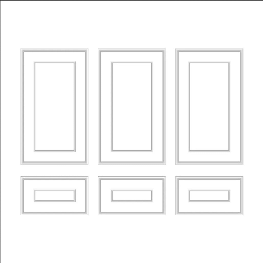Accent Wall Molding Kit - Ready to Assemble, 3 Upper and 3 Bottom Nested Frames | Pre-Cut & Primed