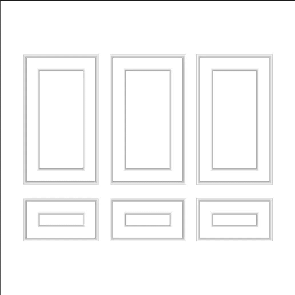 Accent Wall Molding Kit - Ready to Assemble, 3 Upper and 3 Bottom Nested Frames | Pre-Cut & Primed