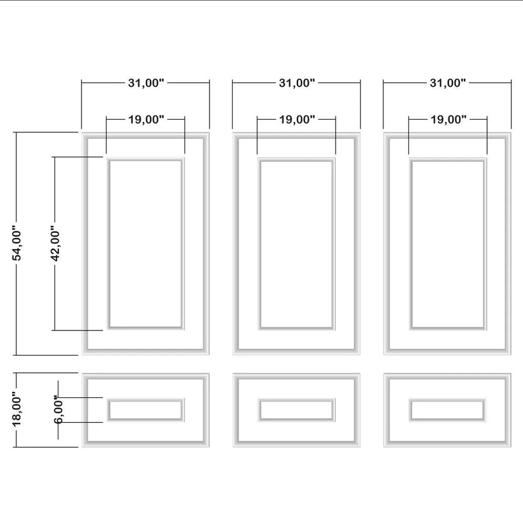 Accent Wall Molding Kit - Ready to Assemble, 3 Upper and 3 Bottom Nested Frames | Pre-Cut & Primed