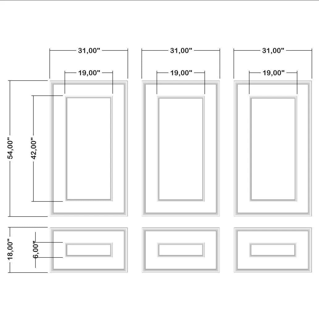Accent Wall Molding Kit - Ready to Assemble, 3 Upper and 3 Bottom Nested Frames | Pre-Cut & Primed